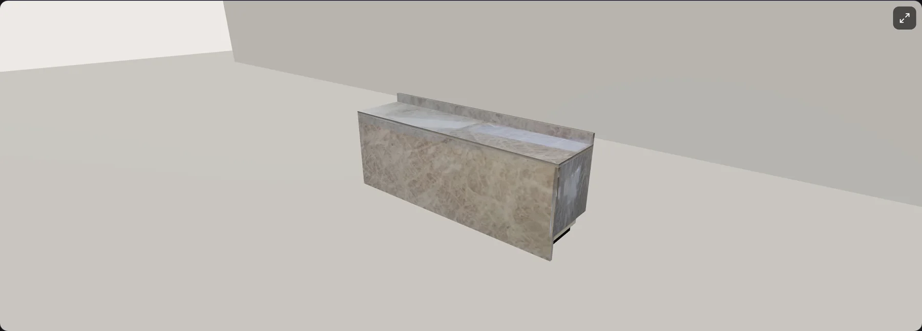 Prévia 3D da bancada montada em Perla Santana gerada pelo Marmorar.IA